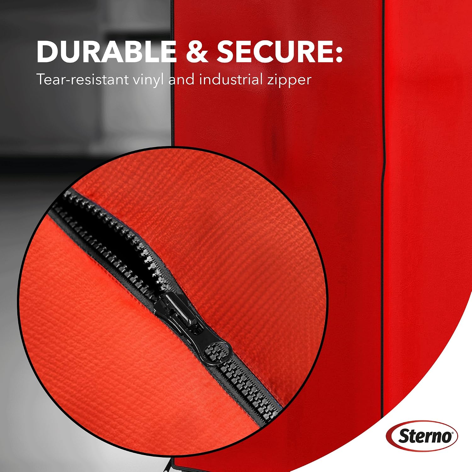 Sterno Half Size Bun Rack Cover, Vinyl, Zipper Closure, Red