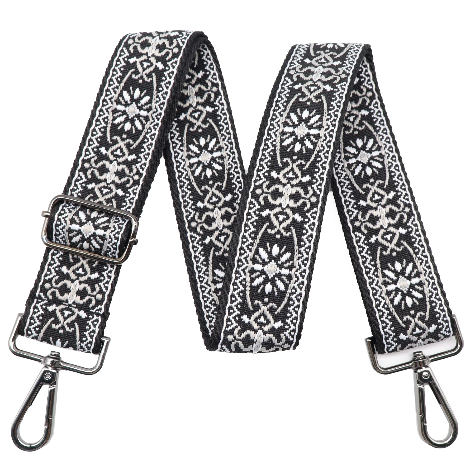 LEMEDE Purse Strap Adjustable Replacement Crossbody Bag Strap Retro Jacquard Embroidery Shoulder Straps for Canvas Bag