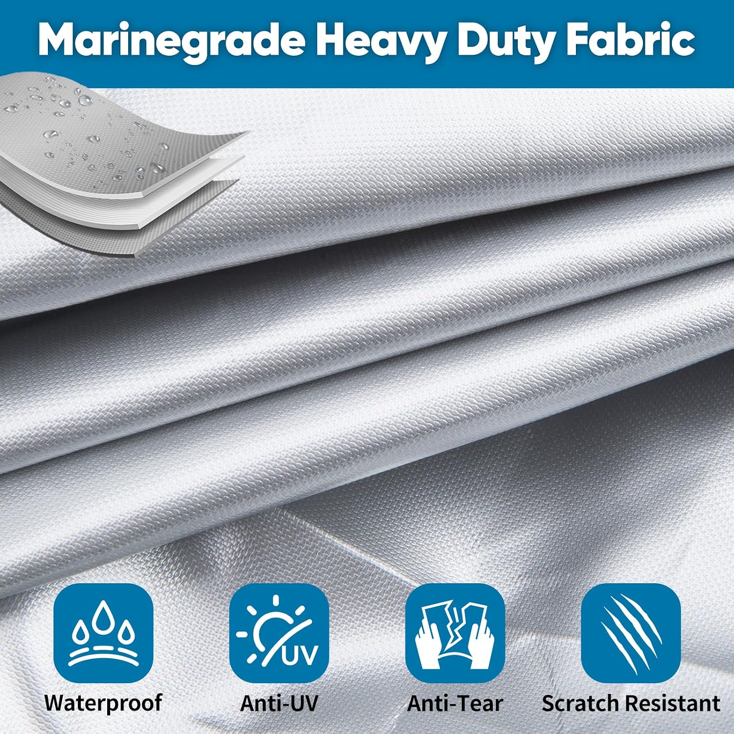 SPORTYOUTH Boat Cover 14-16 Ft, Marine Grade Trailerable Boat Covers Heavy Duty Waterproof Fit 14ft to 16ft V-Hull, Tri-Hull, Fishing Boats, Runabout, Bowrider, Fish & Ski and Pro-Style Bass Boats