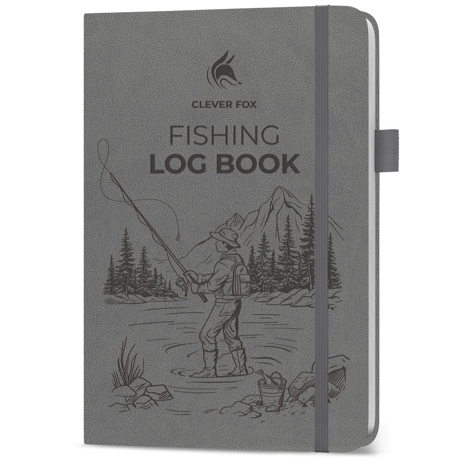 Clever Fox Clever Fox Fishing Log Book – Hardcover Fishing Journal Log Book to Record Trips, Catches & Memories – Fish-Themed Gift for Fisherman Men, Women & Kids – Fishermen Stuff & Essentials (Gray)