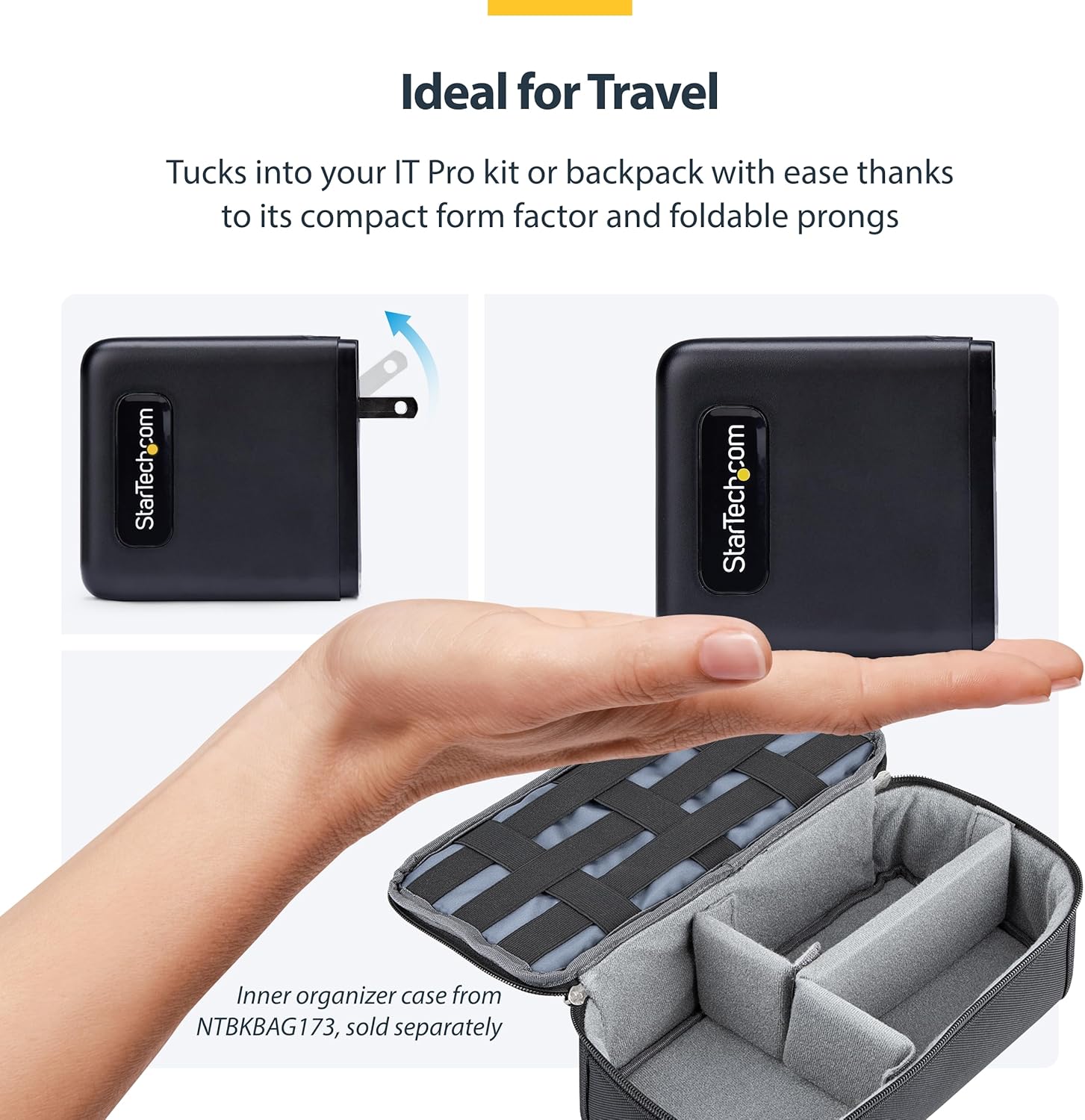 StarTech.com 100W USB-C Wall Charger, 2X USB-C/2x USB-A, USB PD 3.0, Fast Charging Portable GaN Charger, Power Adapter for MacBook Pro/Air, Dell XPS, iPhone 15/Pro, iPad Pro, Samsung S23/S24