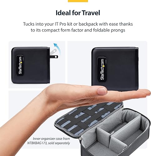 Miniatura 6 de StarTech.com Cargador de pared USB-C de 100 W, 2 USB C/2 USB-A, USB PD 3.0, cargador GaN portátil de carga rápida, adaptador de corriente para