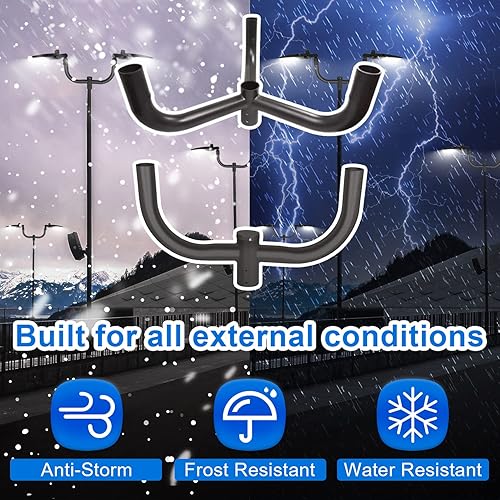 Miniatura 4 de Soporte de triple bocina de toro con 3 brazos a 120 grados, espiga de bocina de toro para 3 lámparas con adaptador deslizante de 2 38 pulgadas,