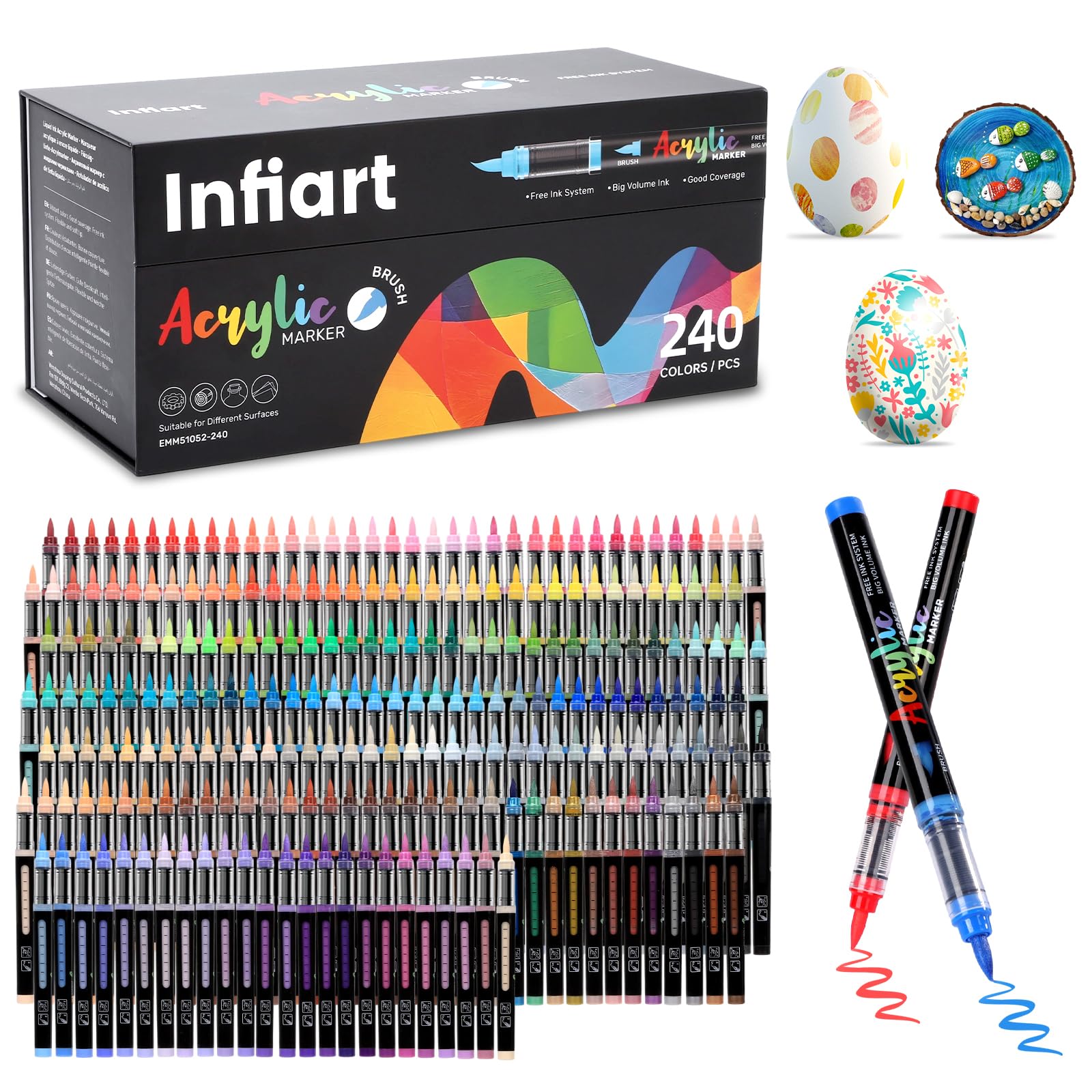 Amazon.com: Infiart 240 Colors Acrylic Paint Markers Brush Tip