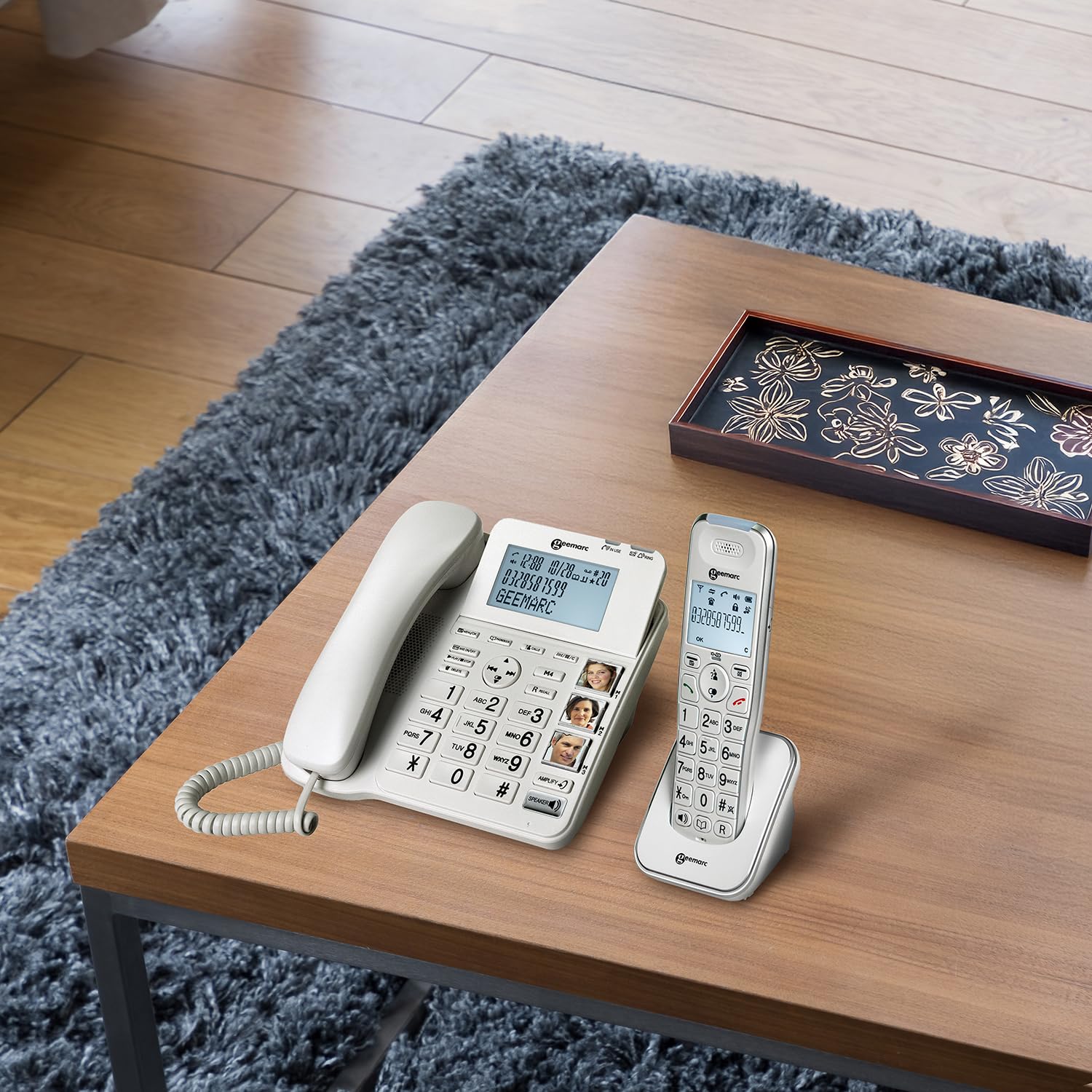 Geemarc Amplidect 295 Combi - Verstärktes schnurgebundenes Telefon und zusätzliches Mobilteil mit starkem Klingelton und großen Tasten für Senioren - Geringer bis mittlerer Hörverlust - Version DE