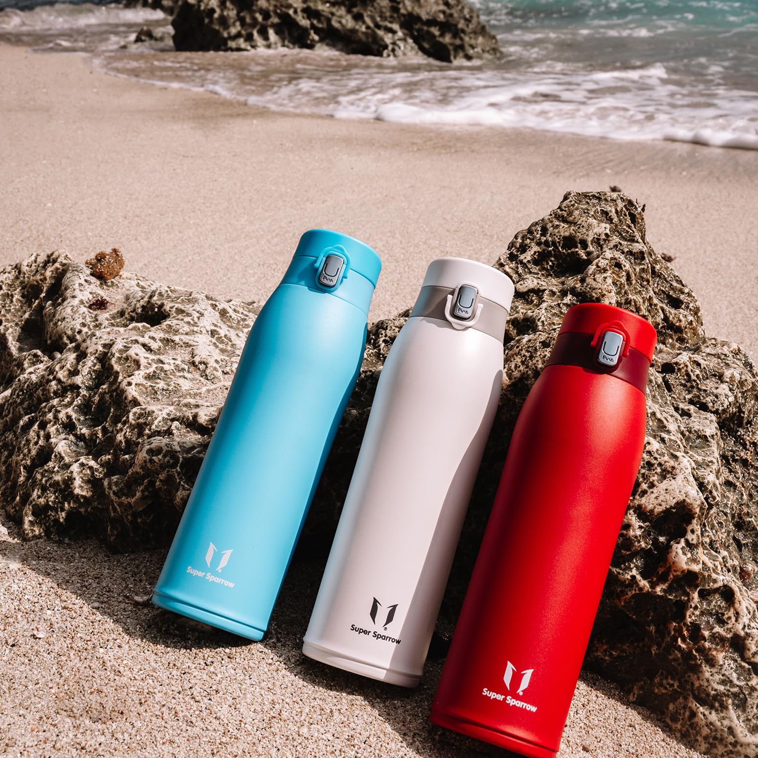 Super Sparrow Borraccia Termica, Acciaio Inox Bottiglia Termica - 350ml, 500ml, 750ml, 950ml - Senza BPA Termos, Borracce Termiche Bambini - Include 2 Coperchi con Cannuccia e Coperchio Sportivo