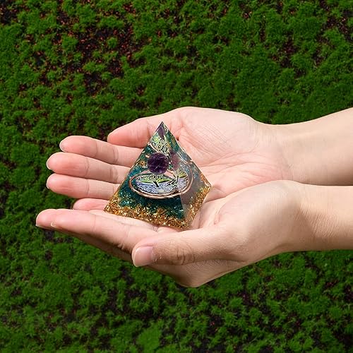 Miniatura 3 de CRASPIRE Cristal curativo pirámide de amatista, cristales de pirámide de orgón energético para yoga, estrés, reducción del estrés, meditación