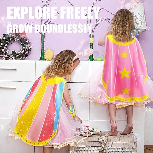 Miniatura 3 de iROLEWIN Capas y máscaras de superhéroes para niños, pulseras y disfraces de superhéroes para niñas, regalos de juguetes de fiesta