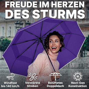 Royal Walk Regenschirm Klein Taschenschirm Sturmfest Automatik Auf Und Zu