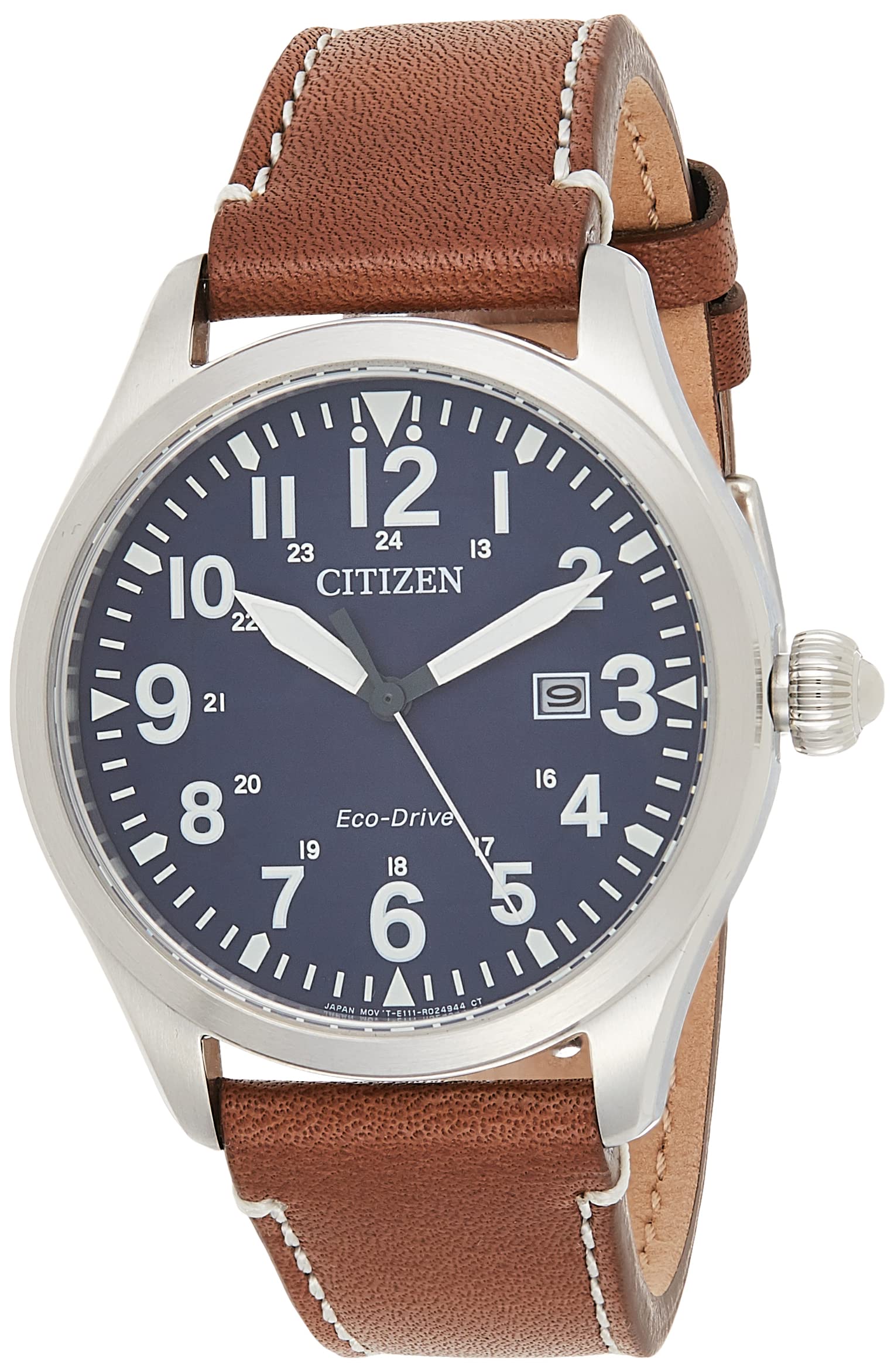 Citizen Mens Solar Powered Watch, Analog Display And Leather Strap - BM6838-33L