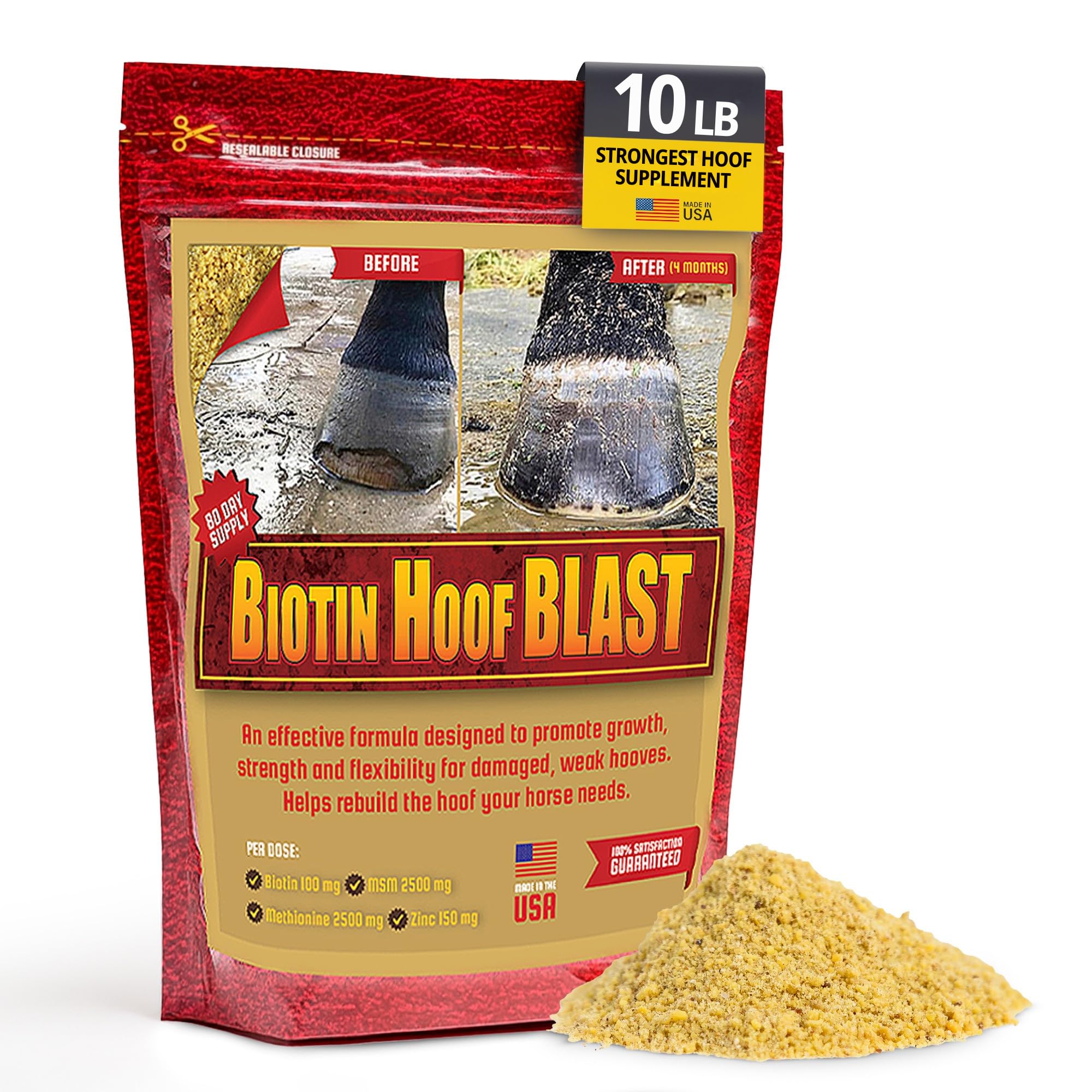 Horse Guard Hoof Supplements for Horses - 80 Servings - Biotin Hoof Blast 10lb Bag with 100mg Biotin per Serving - Concentrated Equine Hoof Health,