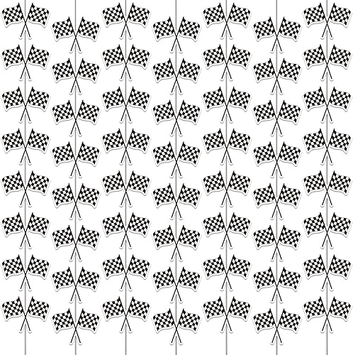 12 banderas a cuadros en blanco y negro con temática de carreras para colgar en remolinos de carreras, kit de guirnalda de coches de carreras,
