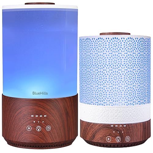 BlueHills Juego de dos difusores de aceites esenciales grandes de 84.5 fl oz y 135.3 fl oz de alto XL, combo de humidificador para habitación grande