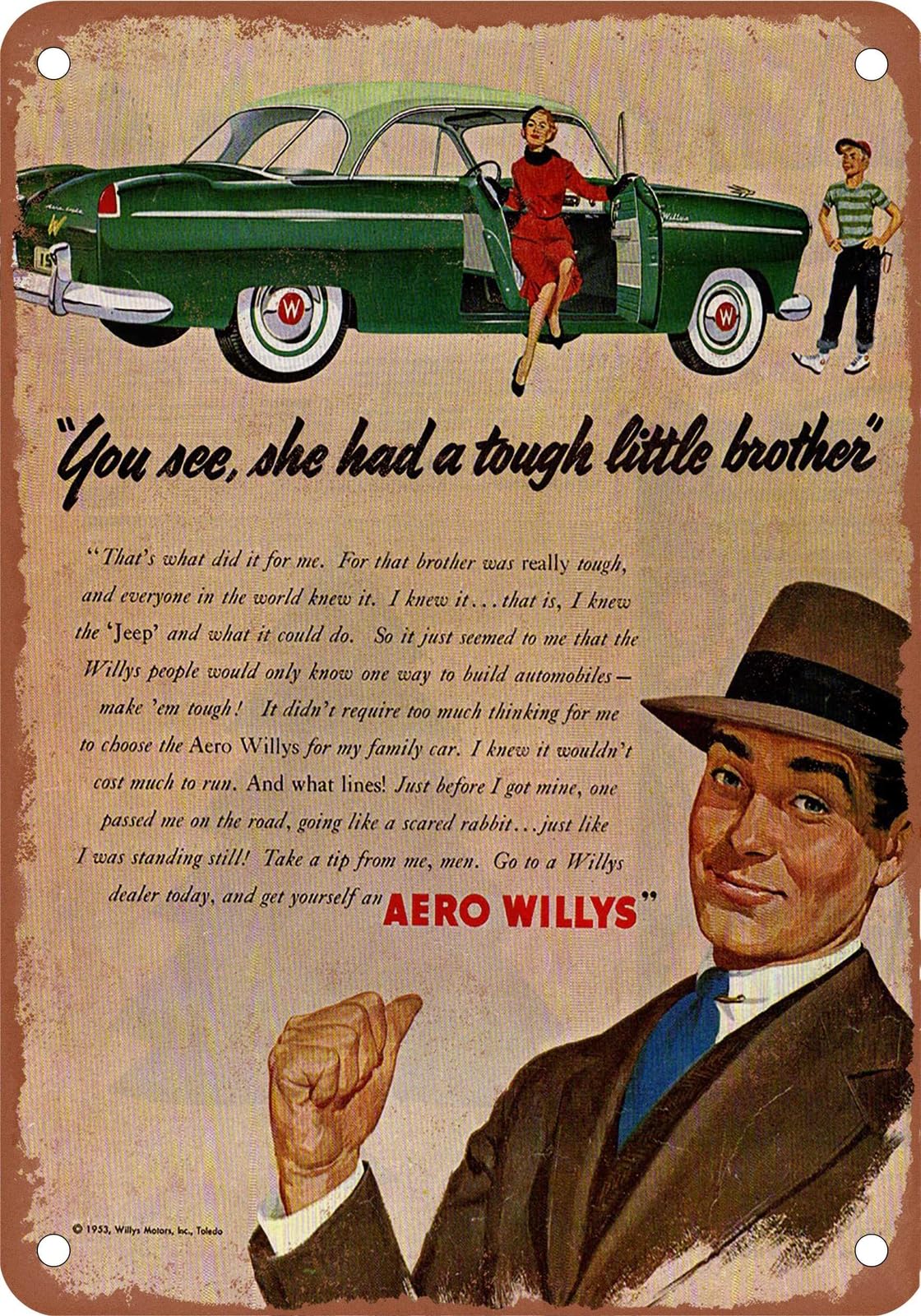 Miaomansenstore Metal Sign - 1953 Willys Vintage Ad 05 - Old Retro Rusty Look Home Decor