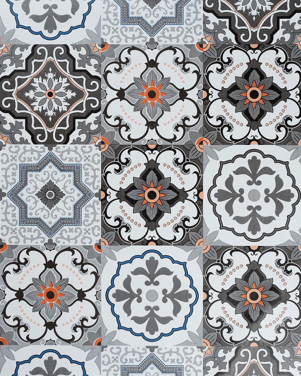 Qianglive Boho Peel and Stick Wallpaper 17.7inx200in Kitchen Wallpaper Peel and Stick Vinyl Waterproof Morocco Contact Paper Gray Tile Pattern Removable Bathroom Wall Paper