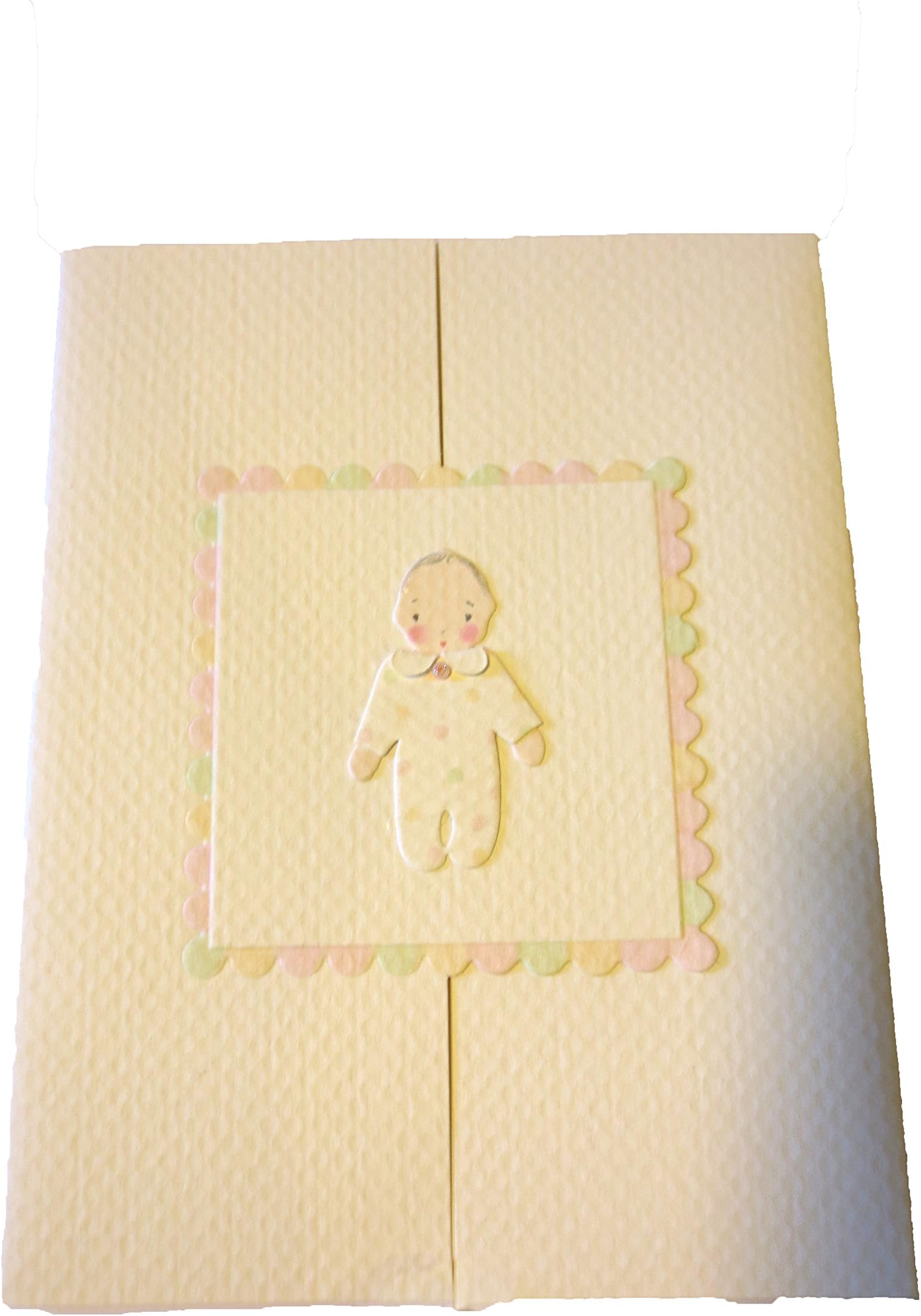 Handmade 4.25"x 5.5" Gate Fold Baby Card, Blank Inside with Matching Envelope