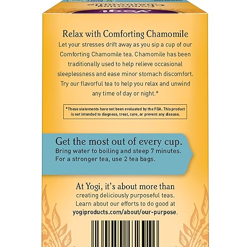 Miniatura 2 de Yogi Té de manzanilla reconfortante – 16 bolsas de té por paquete (4 paquetes) – Bolsas de té de manzanilla orgánica – Apoya una buena noche de