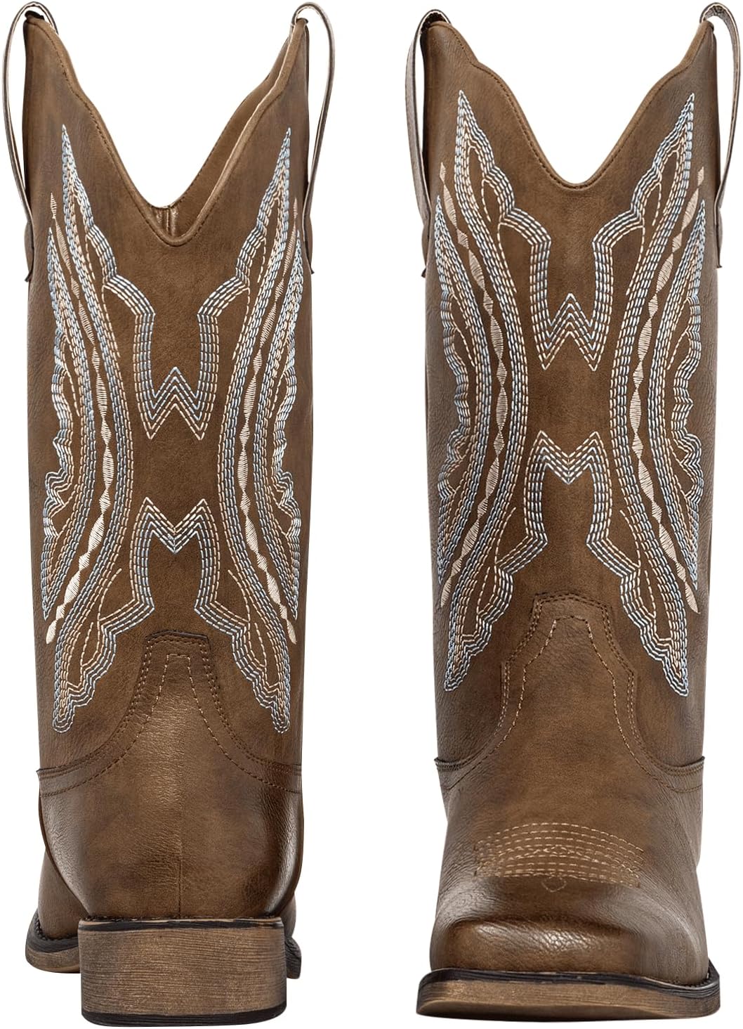 SheSole Women's Wide Calf Cowboy Boots Square Toe Plus Size Cowgirl Boots Western Style Comfortable Low Heel