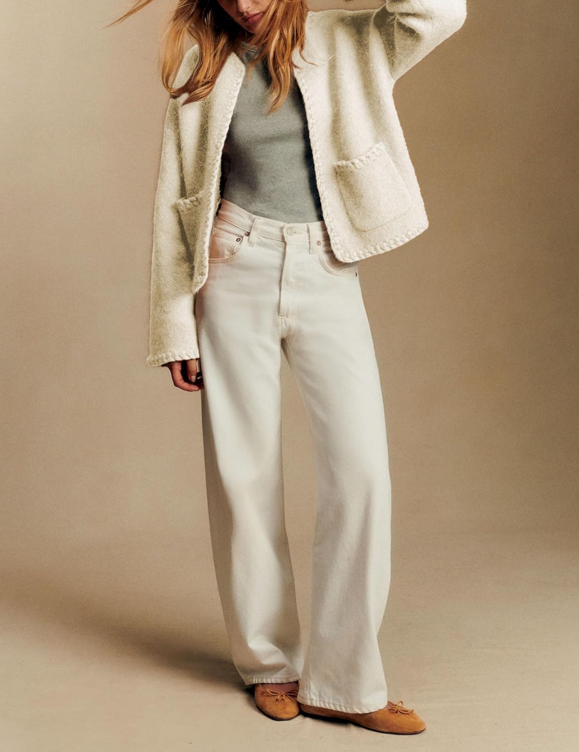 Womens Knit Cardigan Braided Sweaters Trim Open Front Sweater with Pockets Oversized Casual Outerwear Fall Winter