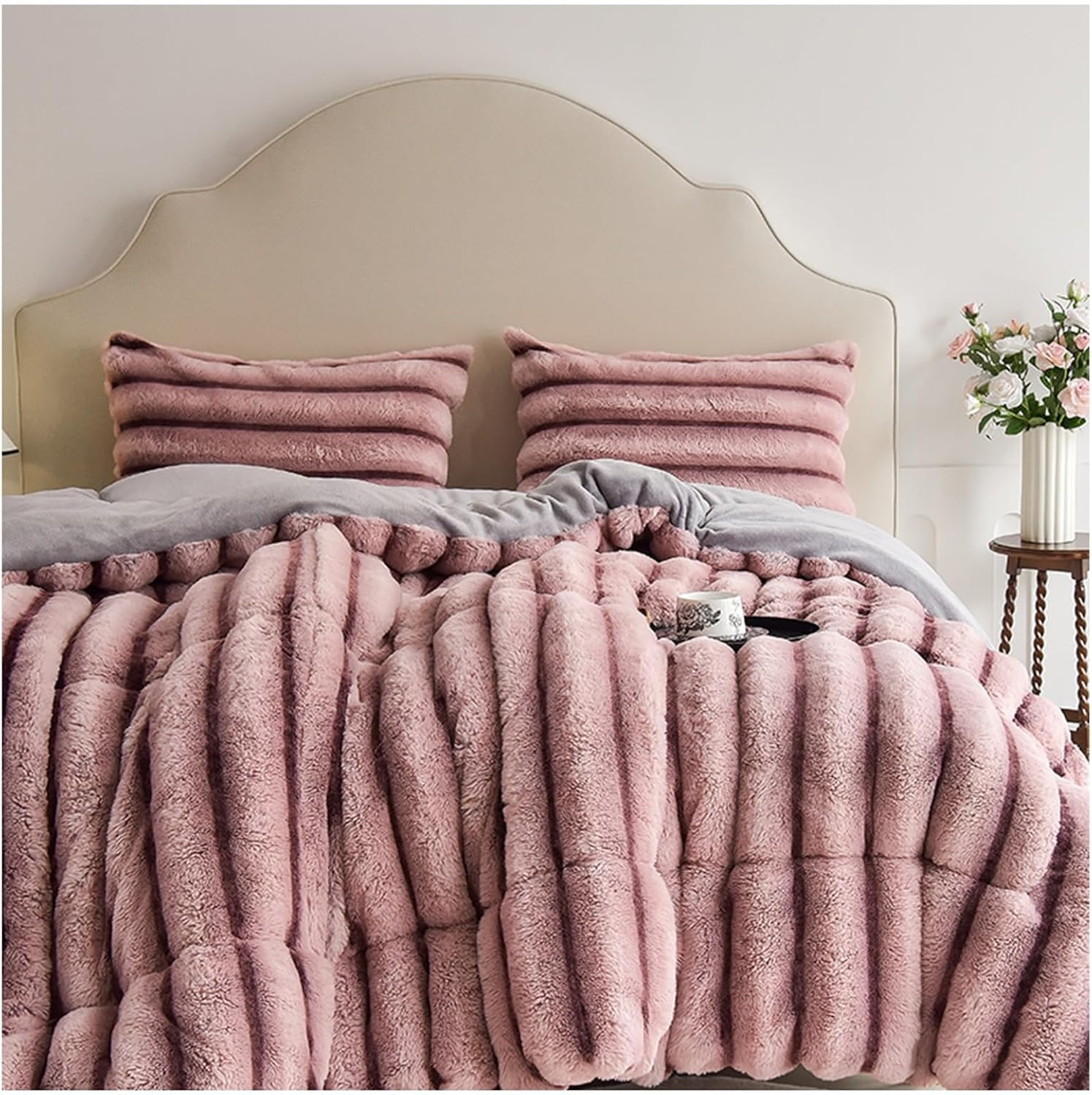 Two-Sided Velvet Winter Quilt, Microfiber Reversible Cozy Blanket Thick Winter Thick Warm, for Single/Double Bed (A, 150 x 200 cm/2 kg)