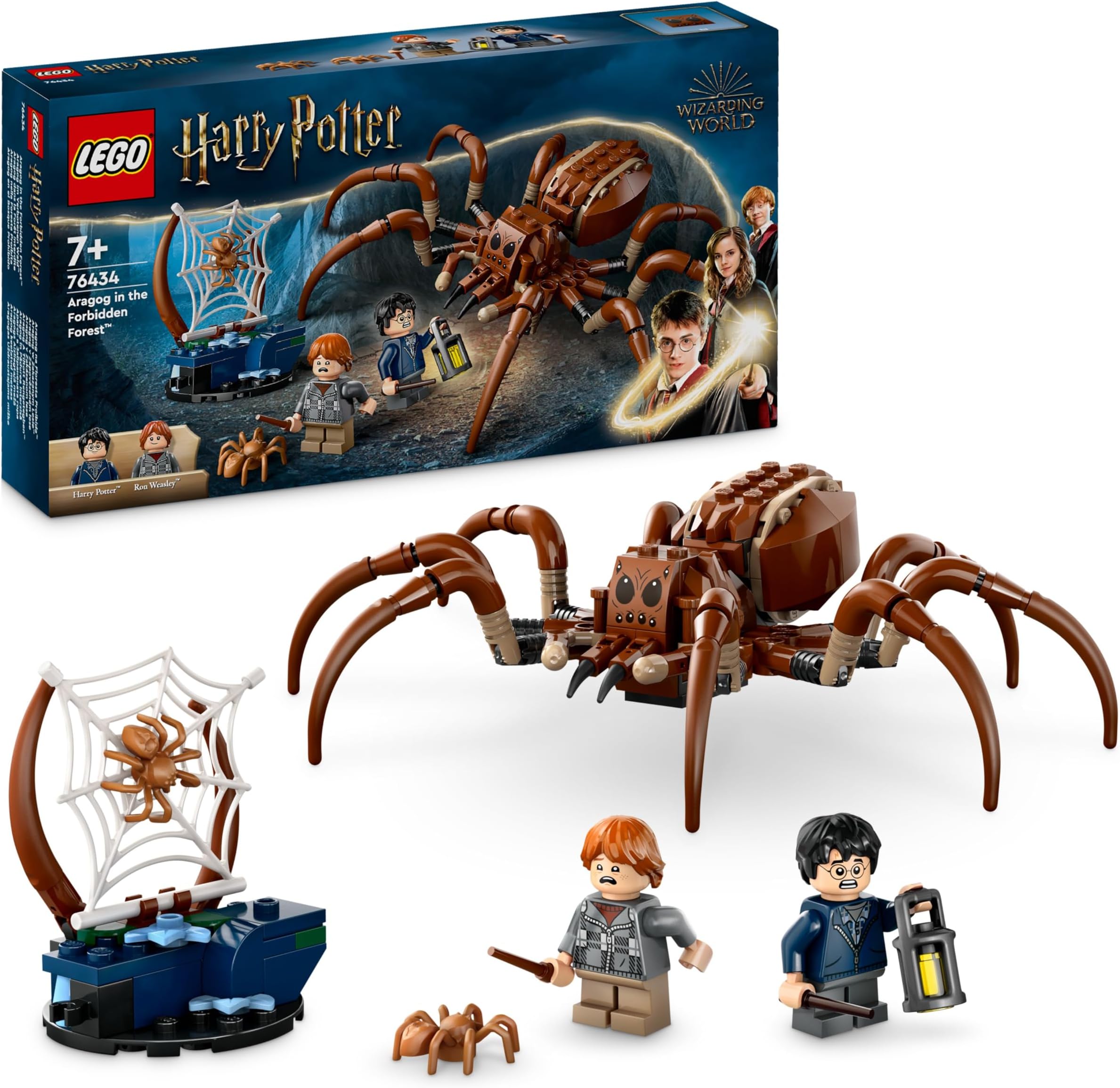 Harry Potter Aragog in the Forbidden Forest Set, Building Toy for Kids, with Spider Figure & Ron Weasley Character Minifigure, Wizarding World Gift for 7 Plus Year Old Boys, Girls and Fans 76434