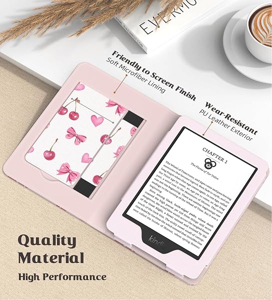 MoKo Case for 6" All-New eBook(11th Generation-2024/2022), Lightweight Shell Cover with Hand Strap Auto Wake/Sleep for E-Reader 11th Gen. 2024, Not fit Kobo Aura 2/Remarkable, Cherry Bow - 4