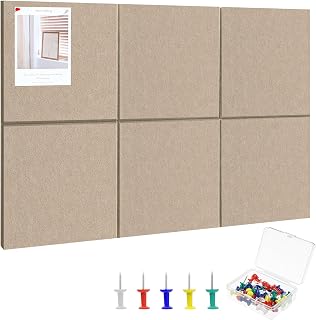 Large Cork Board 36" x 24", 6 Pack Felt Bulletin Board, Pin Boards