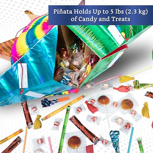 Miniatura 4 de Piñata mexicana (grande de 32 pulgadas) – Piñata grande plegable hecha a mano auténtica para fiesta de cumpleaños – Piñatas para cumpleaños años –