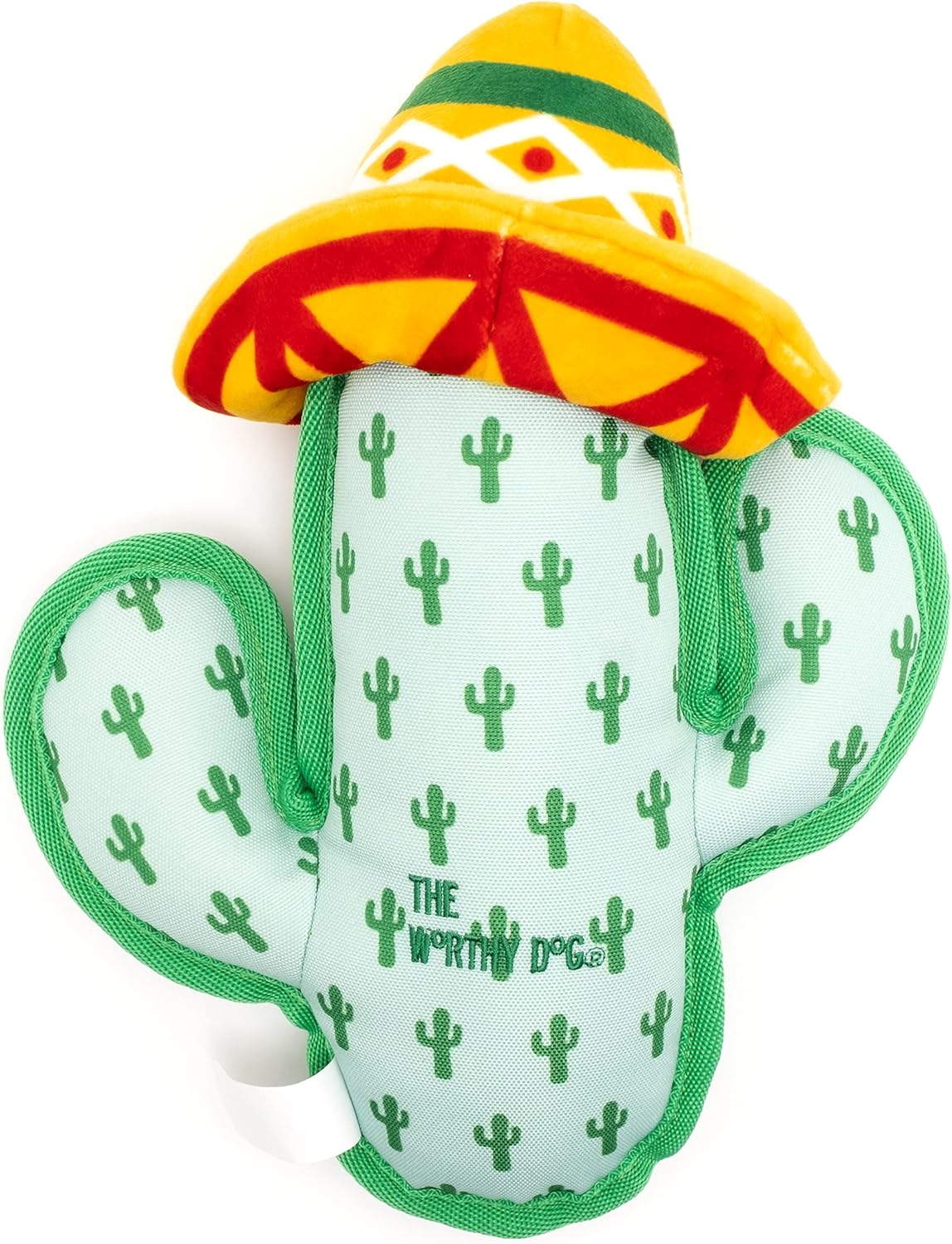 The Worthy Dog CactusTough Plush Dog Toy – Chomp-Resistant Durable Dog Toy with Multiple Squeakers, Reinforced Mesh Lining & Strong Stitching - Green, Large