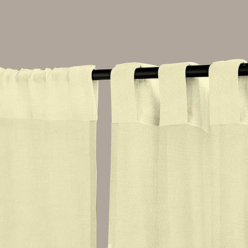 Miniatura 5 de Linenwalas Cortinas semitraslúcidas de lino y algodón natural para sala de estar de 84 pulgadas de largo, juego de 2 paneles de cortinas con