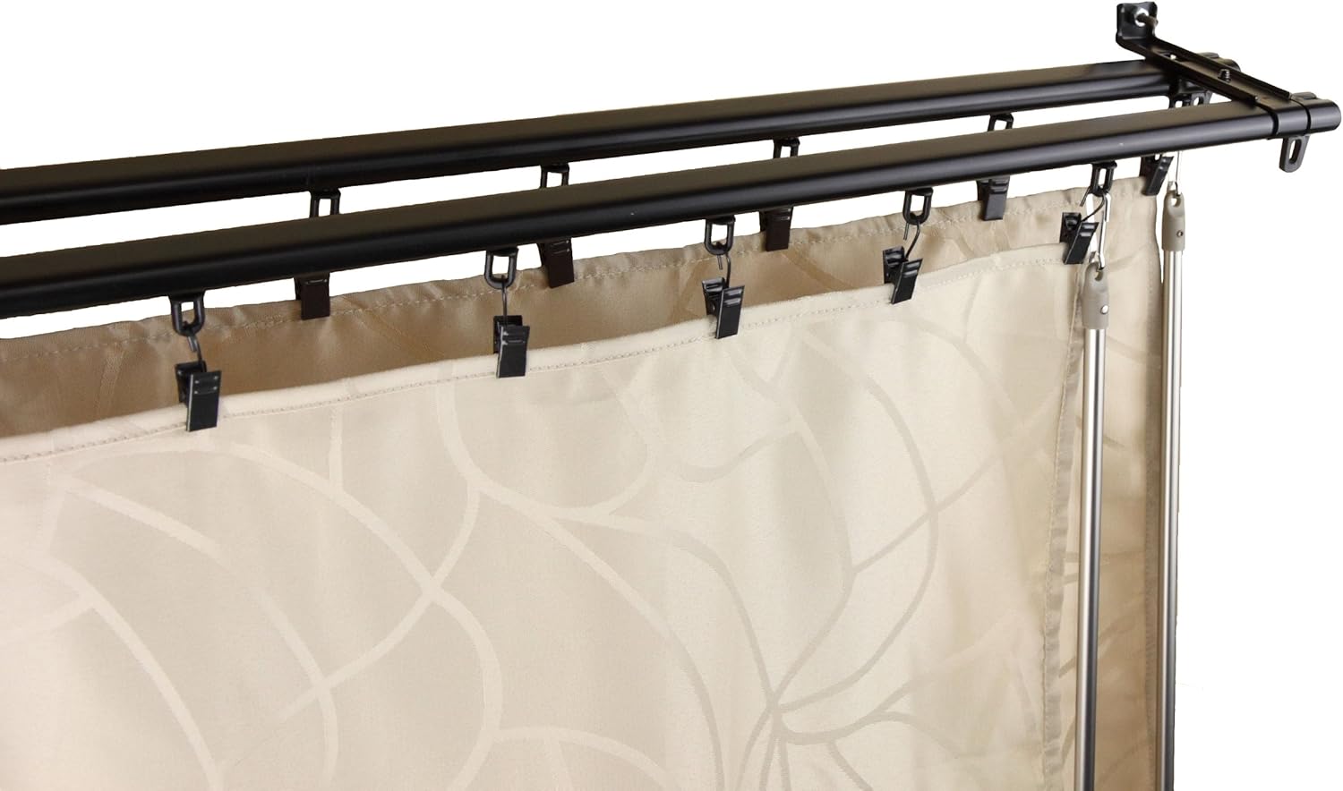 Baton Draw Adjustable Double Rod 28-48 inch - Silver