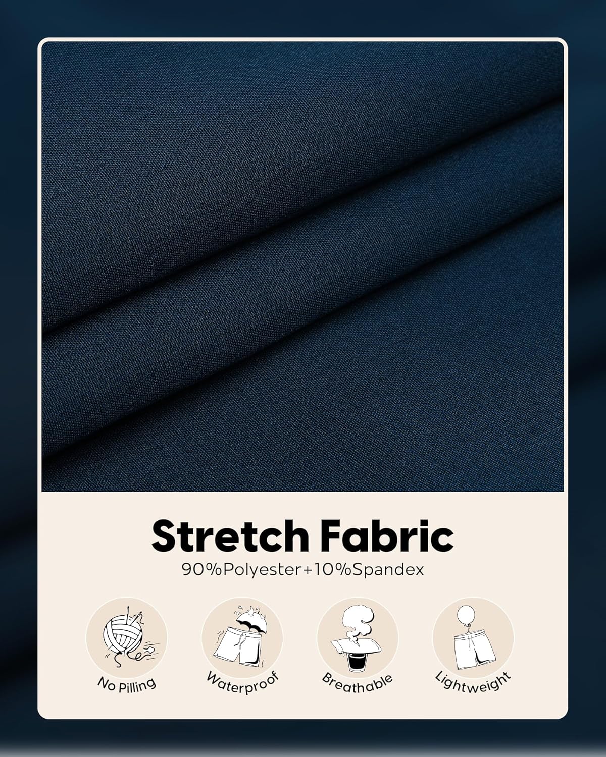 maamgic Mens Casual Shorts with Compression Liner 5/7 Inch Classic Fit Khaki Shorts - Image 2