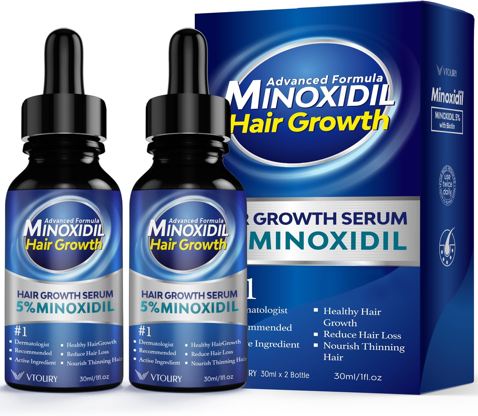 2-Pack Minoxidil for Men and Women Hair Growth- Monoxide for Women Hair Growth, Monoxide for Men Hair, Beard Growth Oil