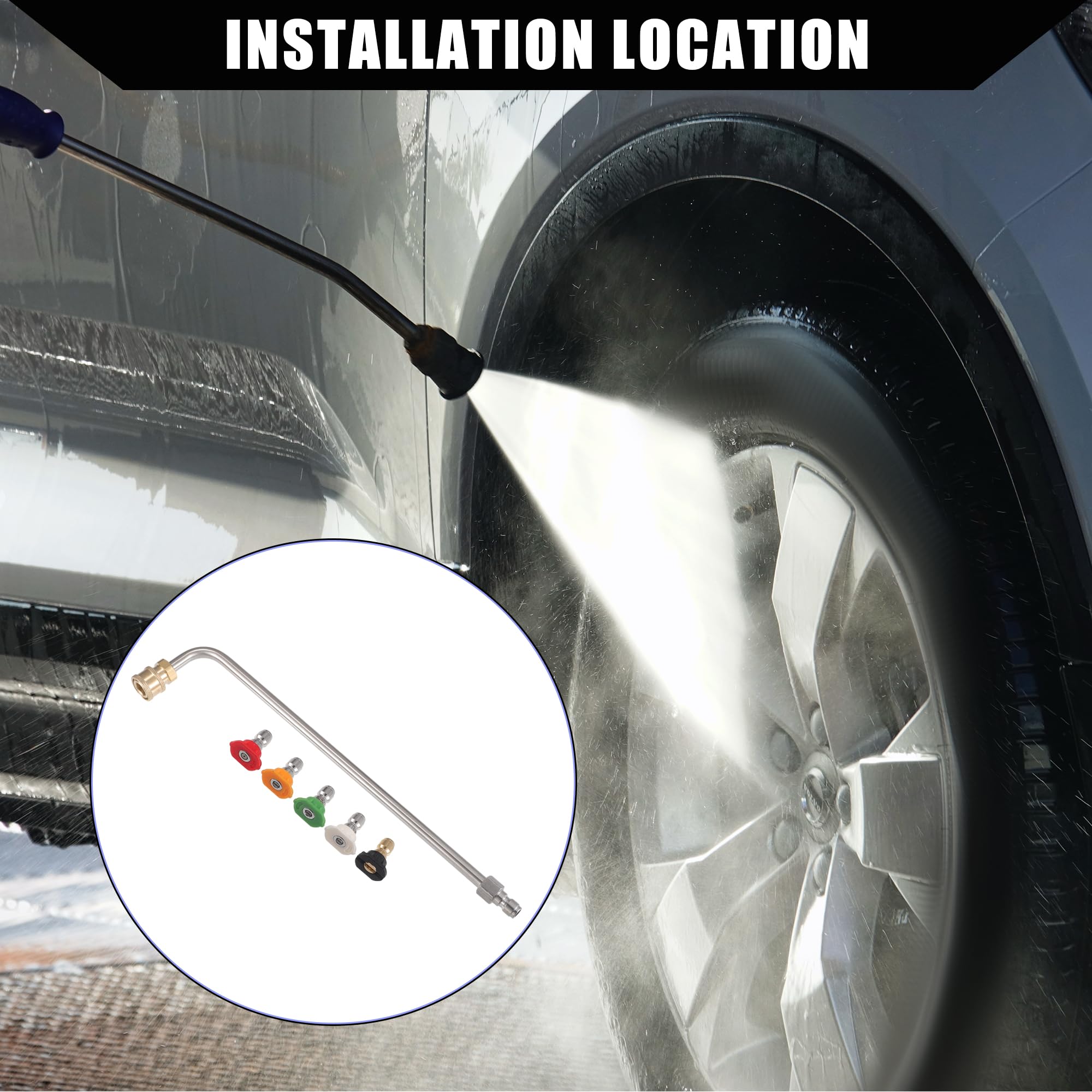 Prolunga per idropulitrice con ugelli per spruzzo/Estensione esterna per idropulitrice per asta di prolunga per auto, moto, bicicletta / 90 gradi / 1 set
