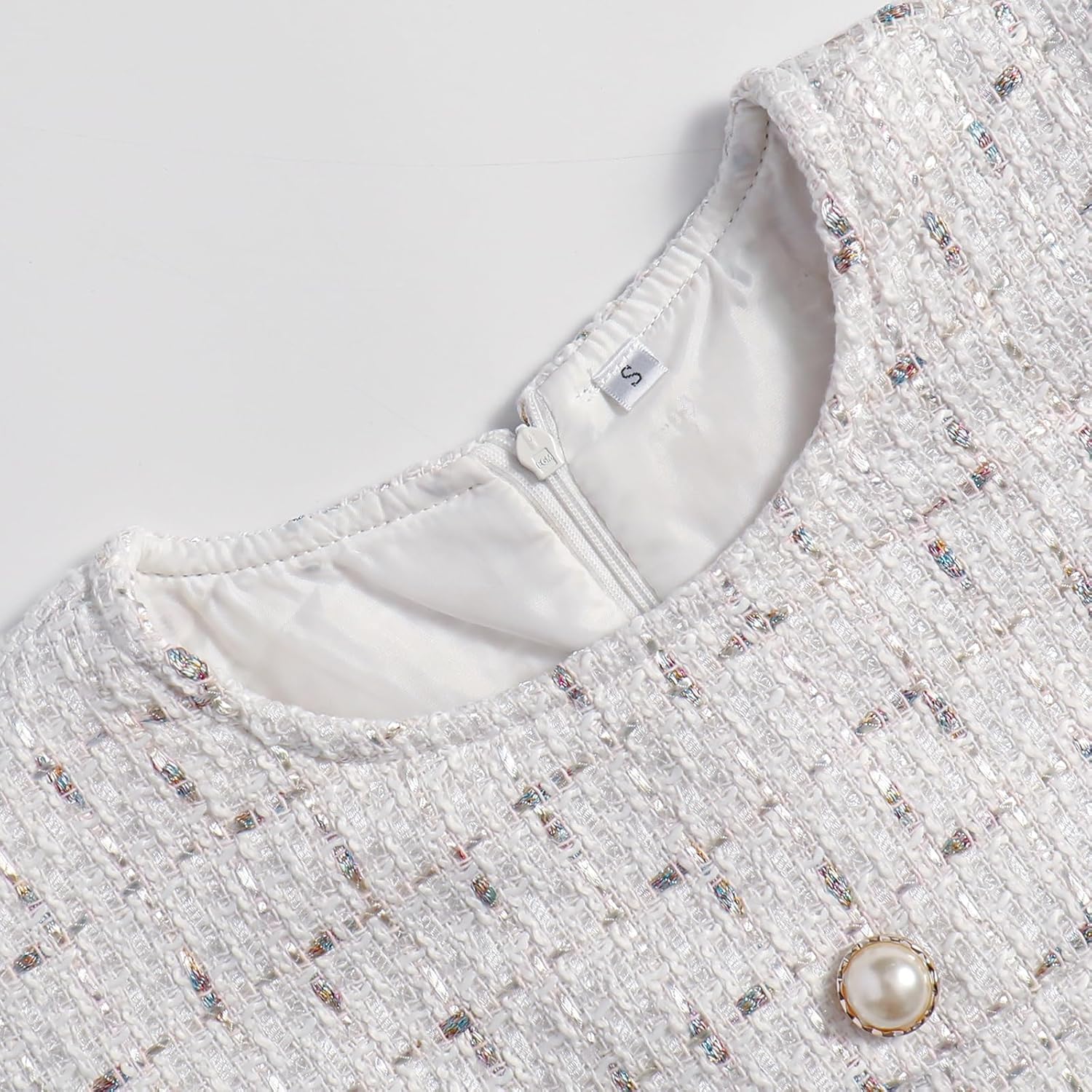 Women's Sleeveless Tweed Dress Elegant Crew Neck Work Office Mini Dresses