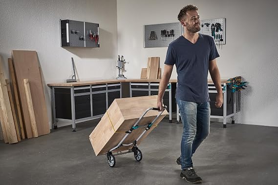 Wolfcraft 5505 Adjustable Trolley Ts600 | Compact 3.9 kg trolley with 105 cm telescopic handle, puncture-proof wheels and 2-point fixing straps. 5505000