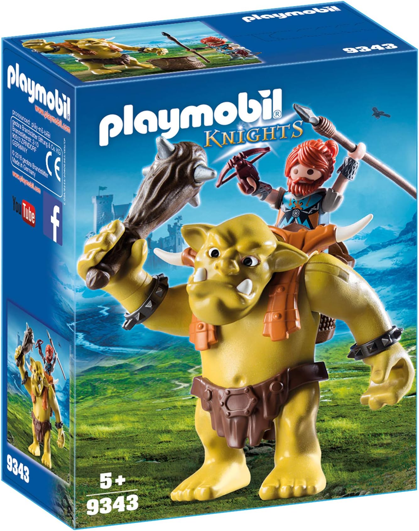 Playmobil 9343 Knights Giant Troll with Dwarf Fighter with Removable Backpack, Fun Imaginative Role-Play, PlaySets Suitable for Children Ages 4+
