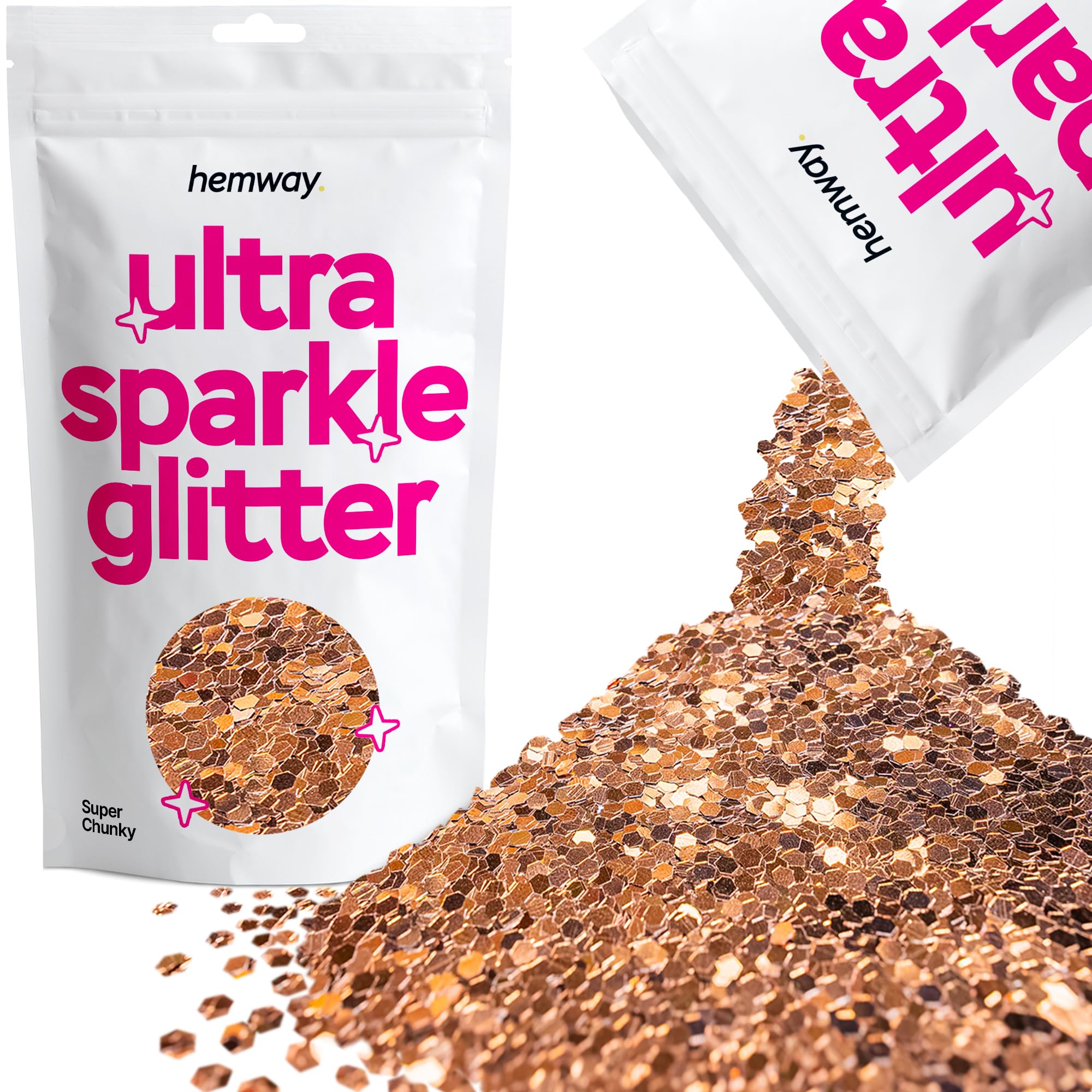 Hemway Ultra Sparkle Glitter Baby Pink Iridescent 100g Fine | Glitter for Arts & Craft, Makeup, Nail Art, Crafting, Card Making, Sparkle Decoration — view 225