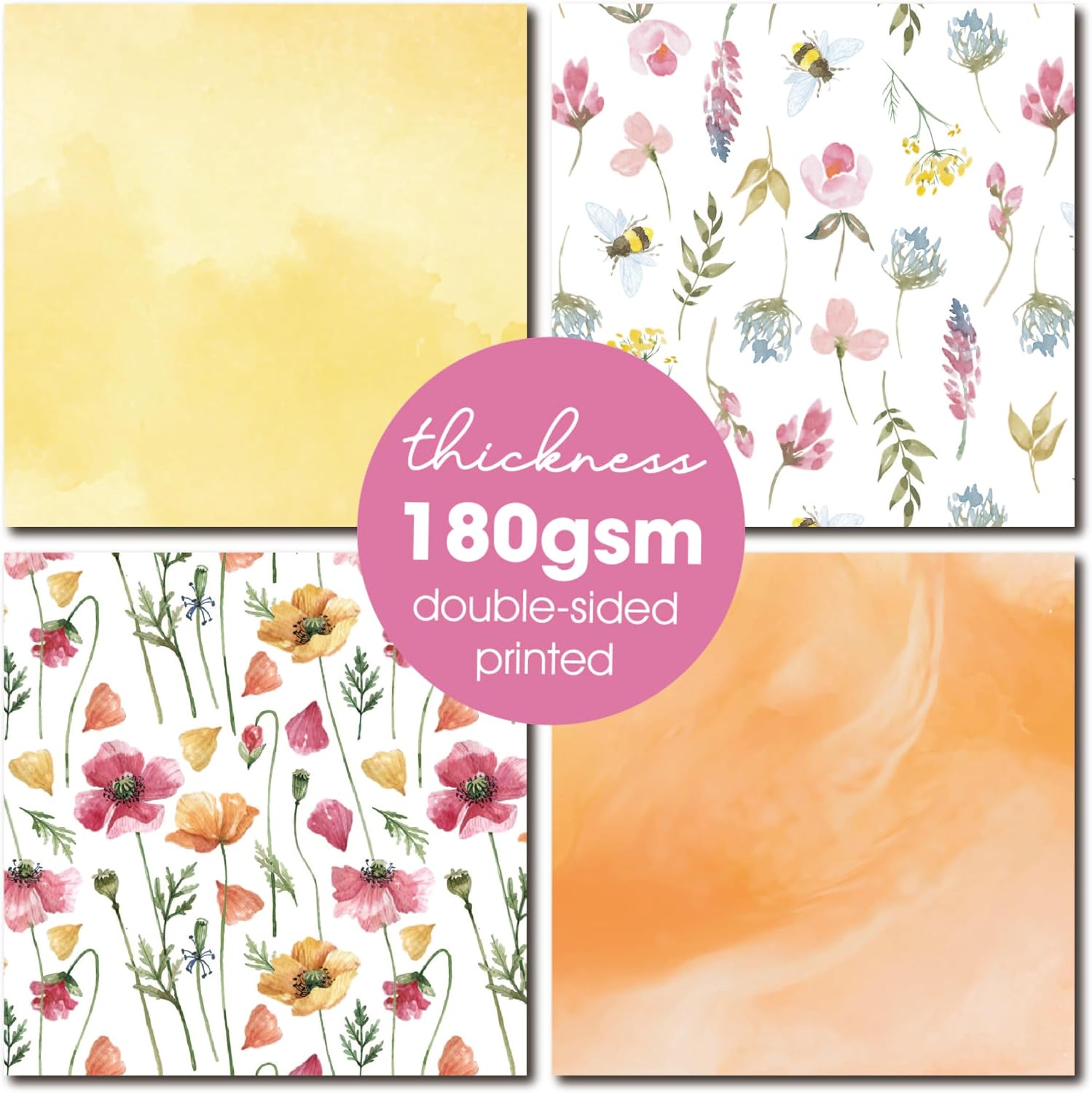 Floral Bloom 12x12 Scrapbooking Cardstock Decorative Paper for Card Making Background Origami Textured Decorative Scrapbook Paper Scrapbook Materials Supplies