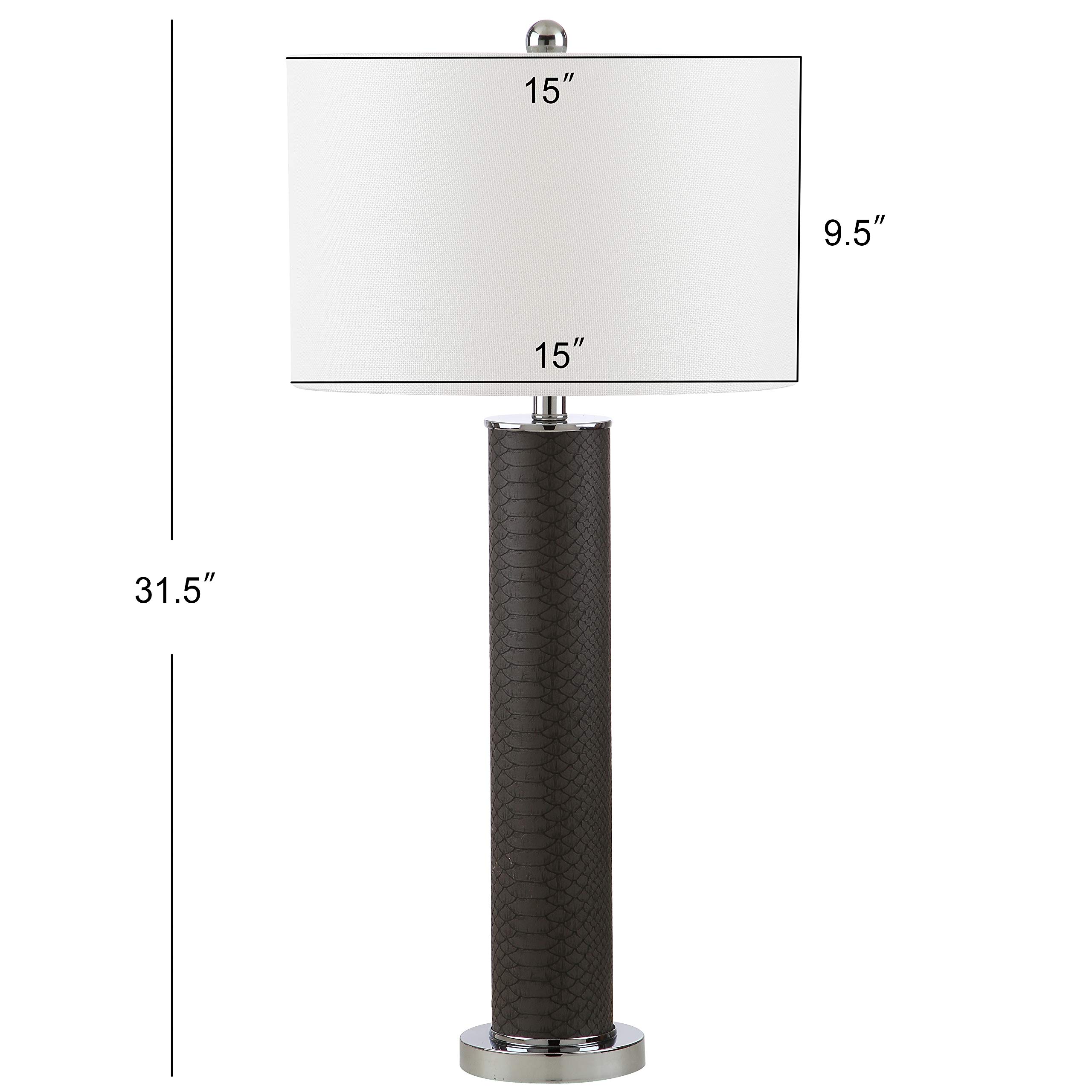 Lighting Collection Ollie - Juego de 2 lámparas de mesa modernas y contemporáneas de piel de serpiente sintética gris de 32 pulgadas para dormitorio, sala de estar, oficina en casa, 3
