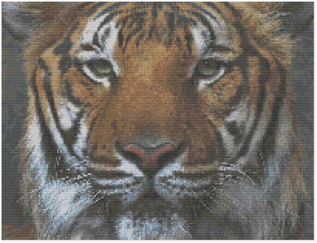 Florashell Needlecrafts Tiger Eyes Cross Stitch Pattern Only
