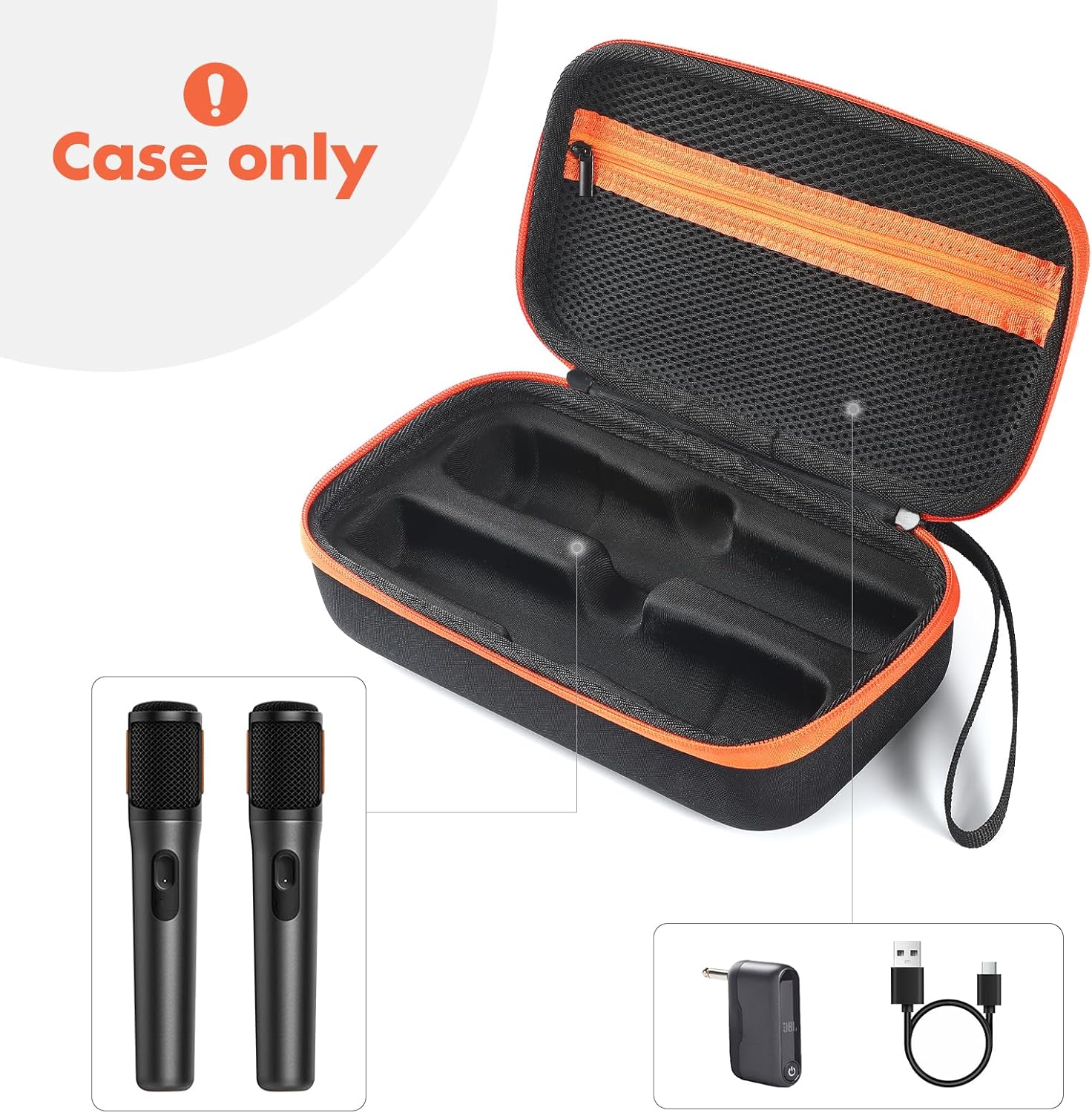 Microphone Case for JBL Partybox Encore,Dual Mic Storage Bag Travel Carrying Case for JBL Partybox Encore Microphone Organizer Bag (Charging version)