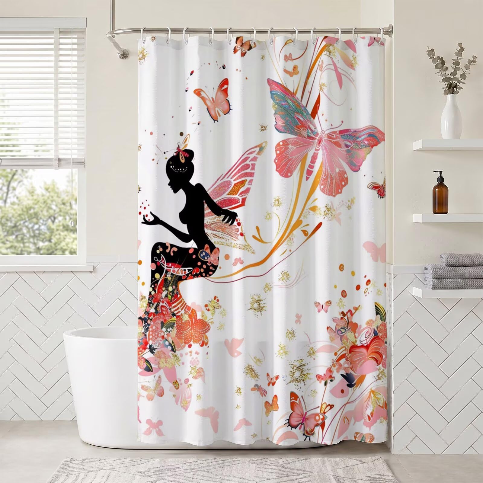 Rideau de douche fée 130x170 pour créer une salle de bain féerique