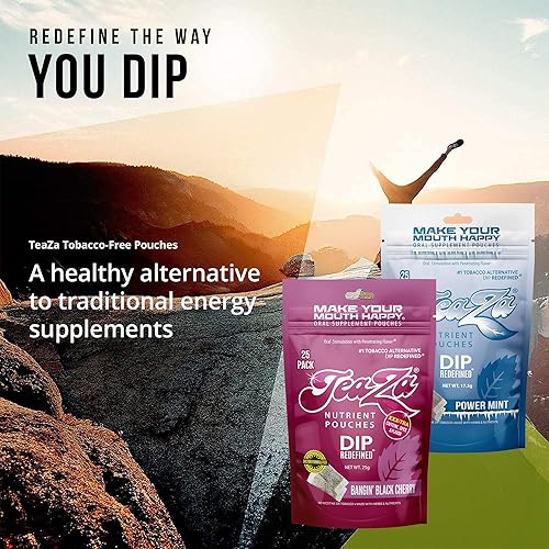 Miniatura 90 de Bolsas de energía TeaZa, salsa sin tabaco ni nicotina - Alternativa de tabaco y salsa energética masticable, inmersión saludable con sabor premium