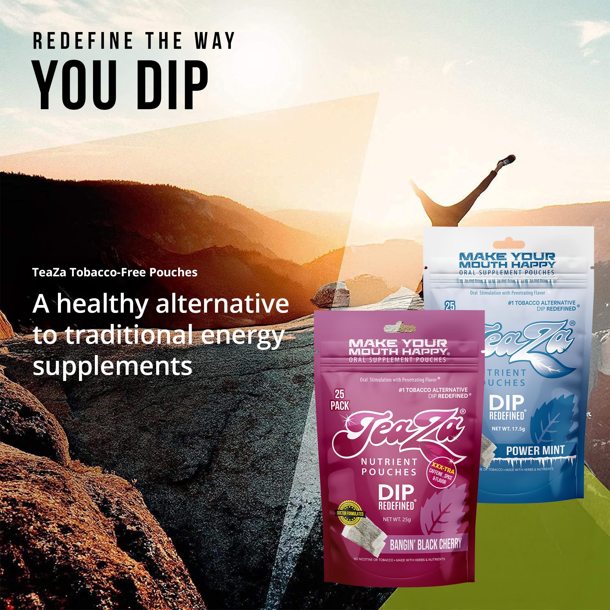 Amazon.com : TeaZa Herbal Energy Pouch - | 2 x 25 Pouch Pack | 1