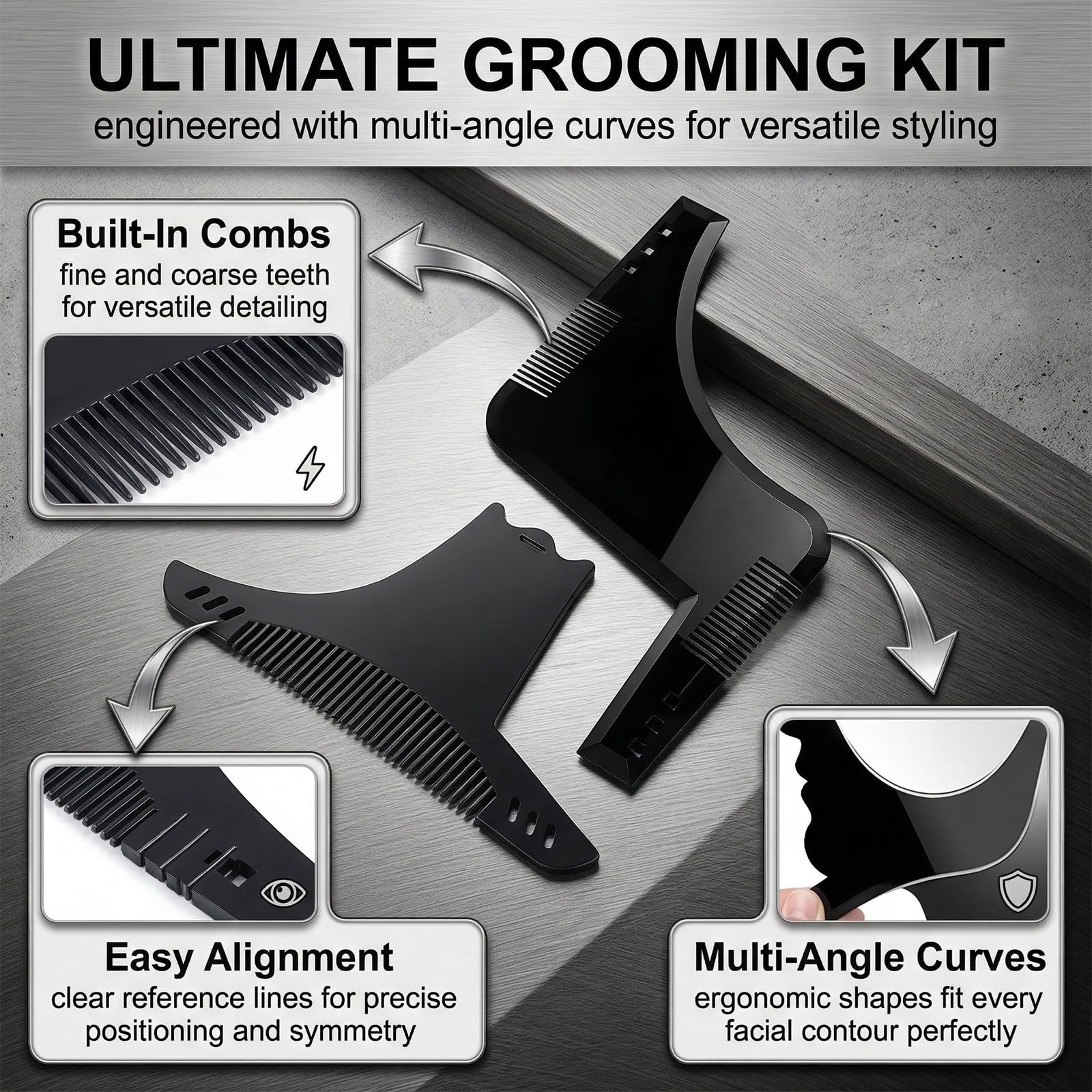 2 Pezzi Stencil Pettine per Barba, Pettine Stencil Barba, Signori pizzetto Collo Sagome per Barba Styling Tool Pettine per Barba Uomo per allineare e rifinire Gli Uomini rasatura della Barba