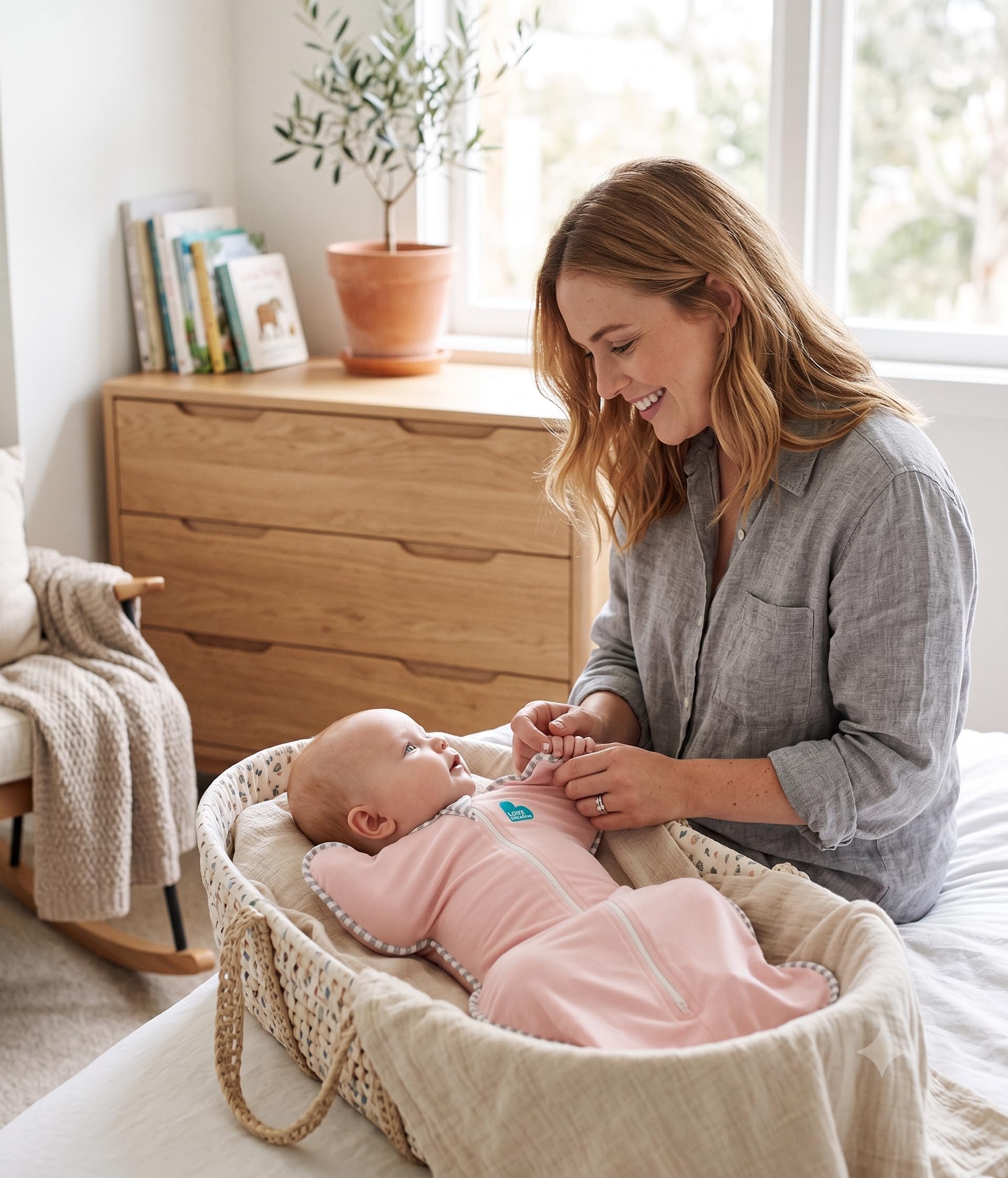 Love To Dream™ Swaddle UP™, Größe S (3,5–6 kg) – Rosa | Angenehme Passform, fördert gesunden Schlaf | 1,0 Tog, ideal Frühling & Sommer (20–24 °C) | Waschbare Baumwolle & Doppelreißverschluss