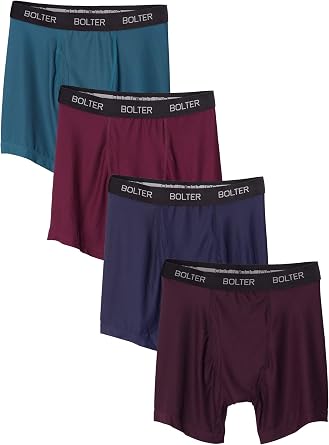 Bolter Mens Nylon Spandex Performance Boxer Briefs Small, Dark Night