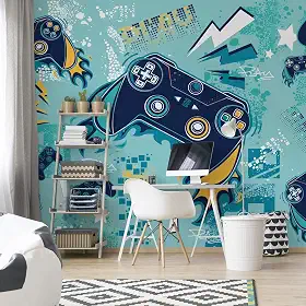Papel de Parede Gamer Painel Video Game Controles cobre 9m²