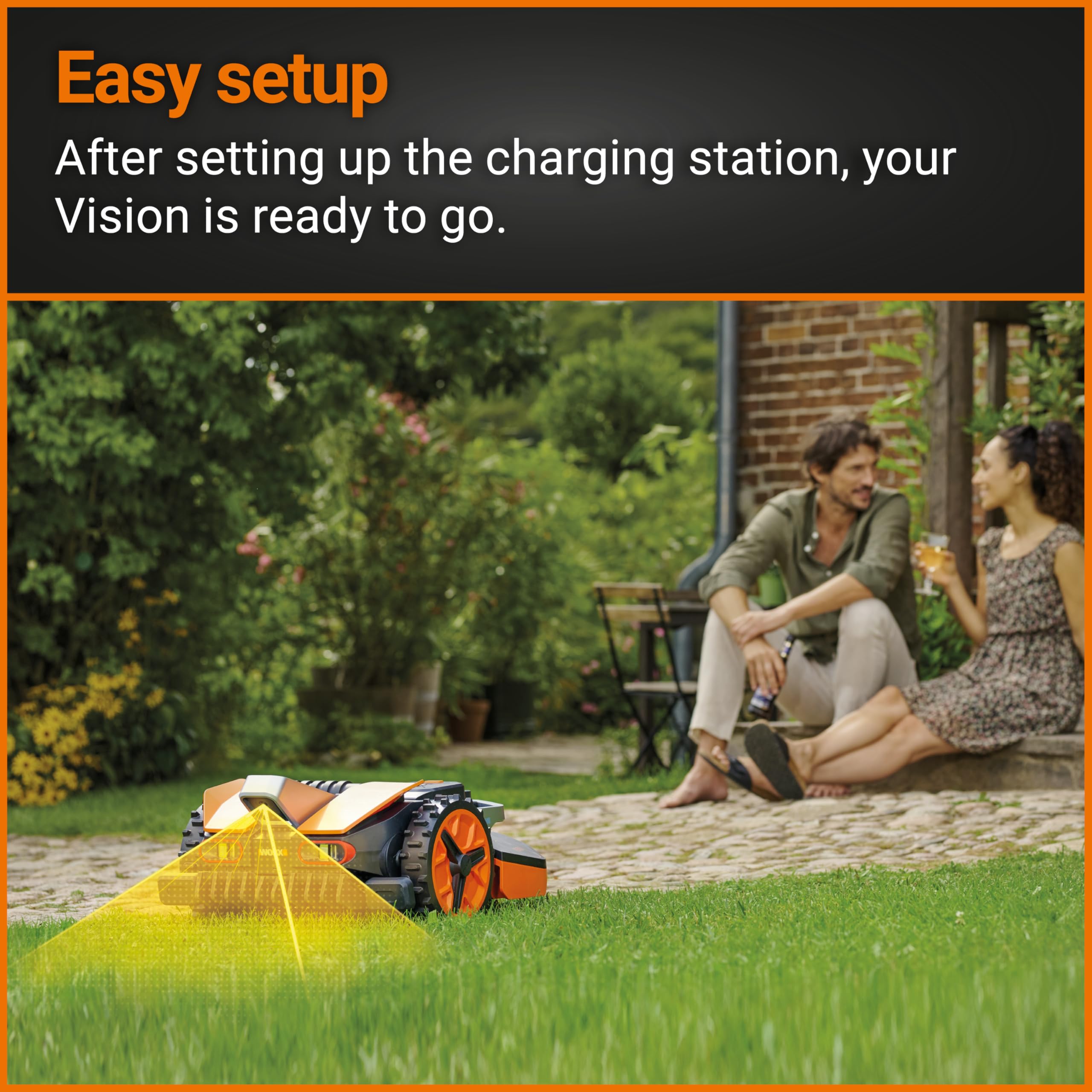 Worx WR206E Landroid - Cortacésped robótico de 600 m² Patentado AIA multizona, Carga automática, batería PowerShare de 20 V, Sensor de Lluvia, tecnología de Corte a Borde, Control por aplicación